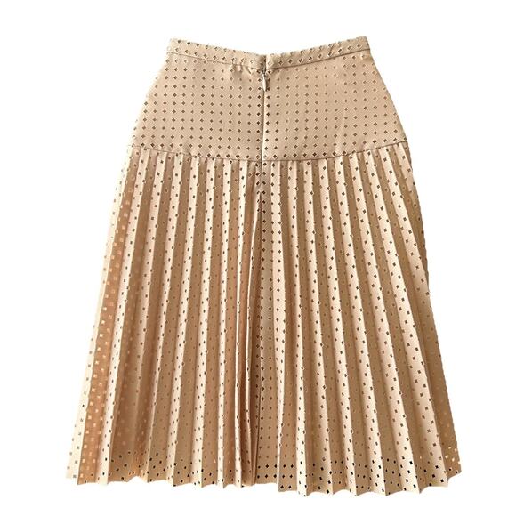 J. Crew Laser Cut Drop Waist Pleated Mini Skirt Womens Size 4 Nude Lined - Picture 6 of 11